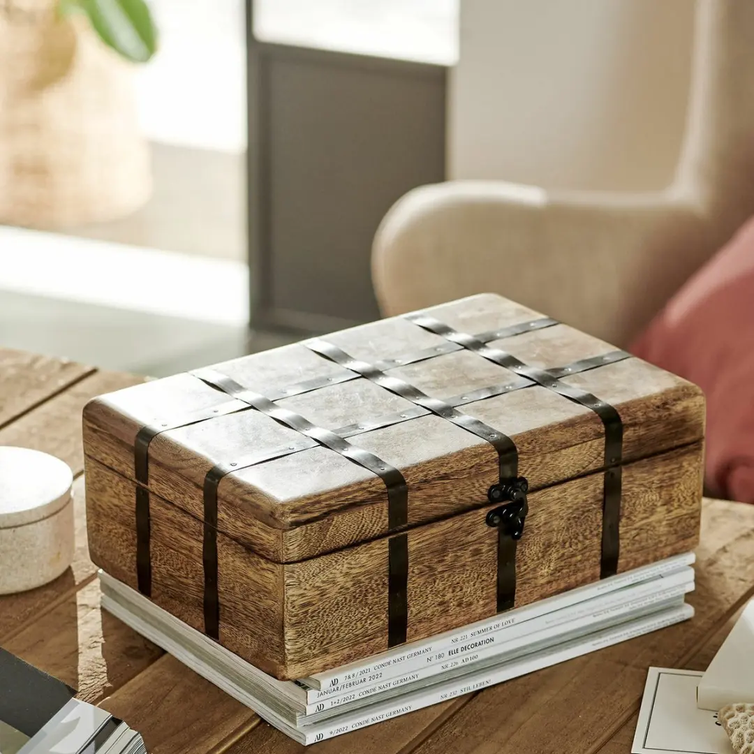 Loberon Decoratieve Box Dennis Port - Bruin/Zwart