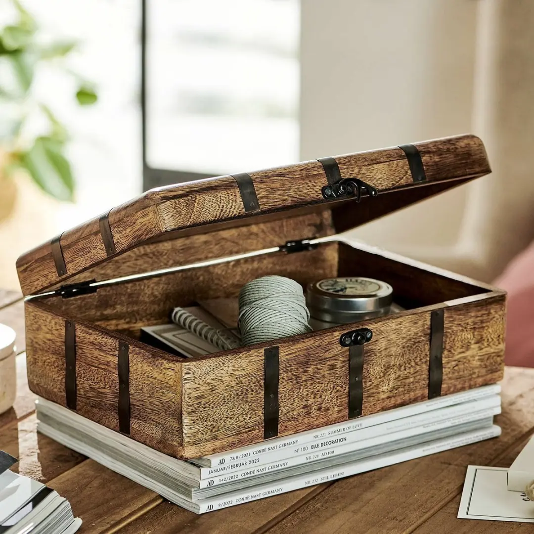 Loberon Decoratieve Box Dennis Port - Bruin/Zwart