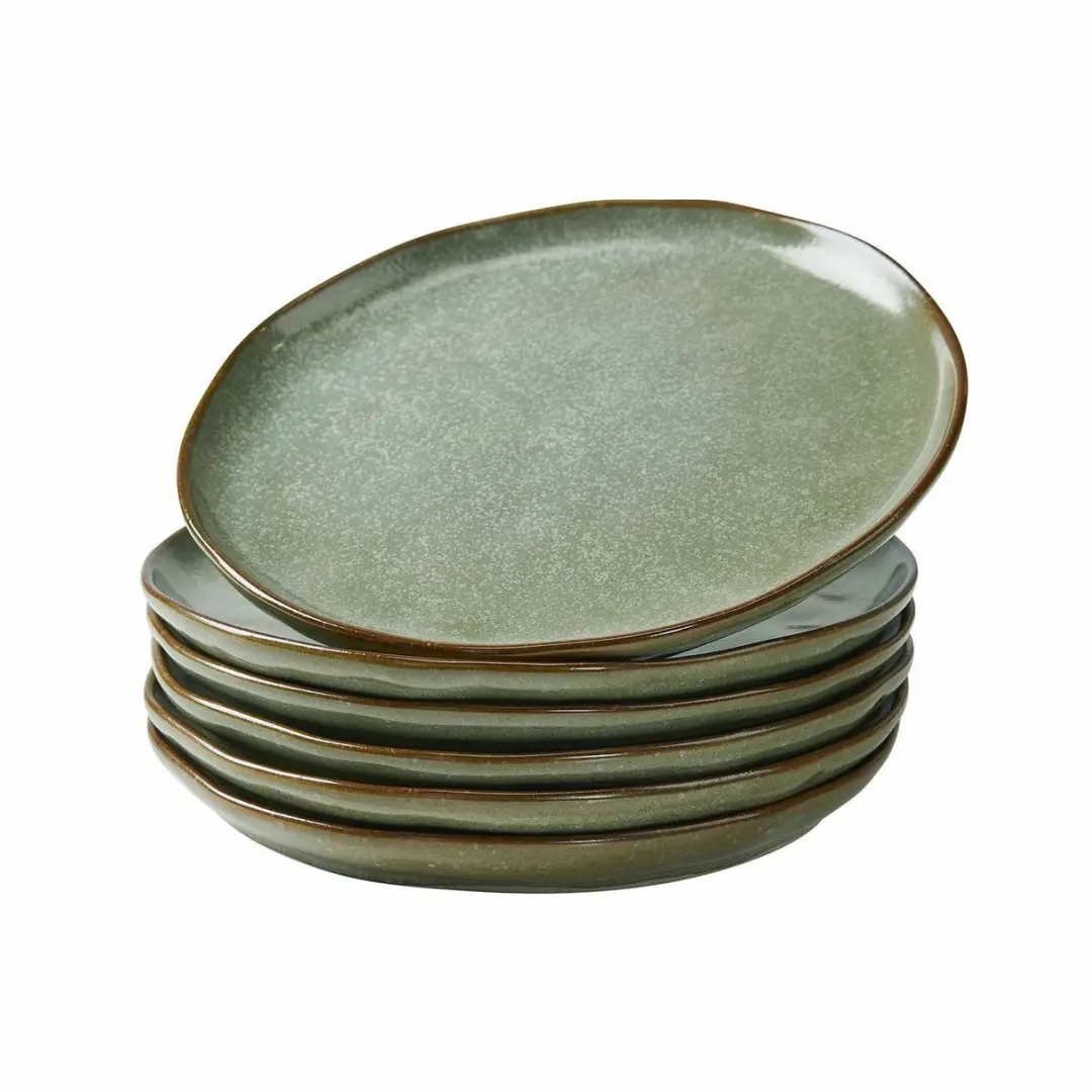 Loberon Dessertbordjes Biarré Turquoise/Bruin