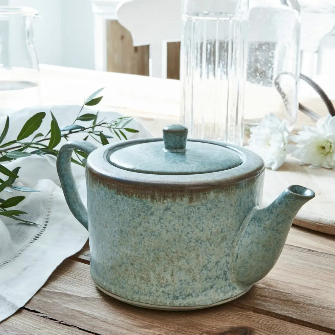 Loberon Theepot Biarré - turquoise/bruin