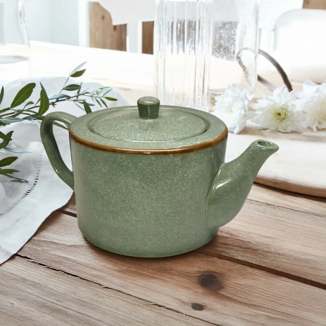 Loberon Theepot Biarré - turquoise/bruin