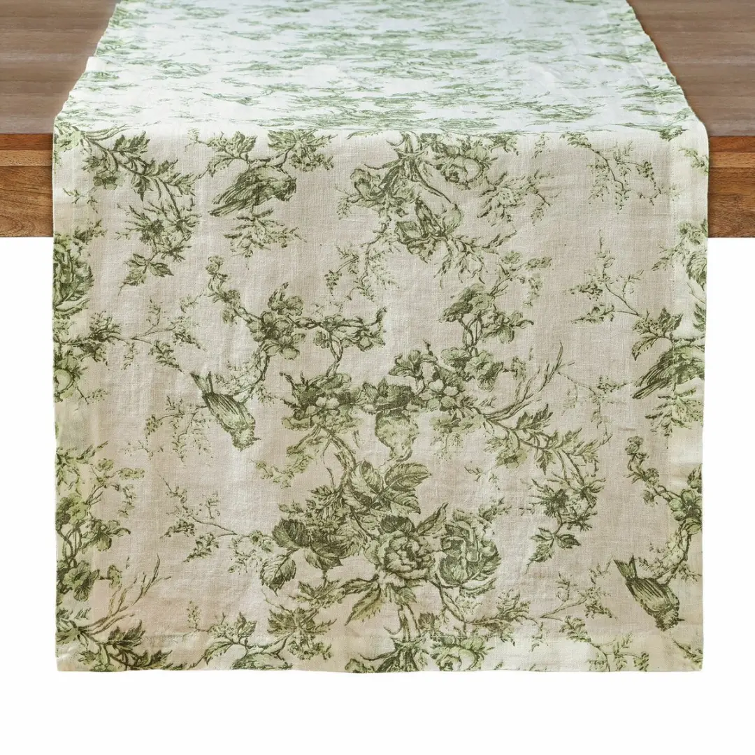 Loberon Tafelloper Mercier - Groen/Wit