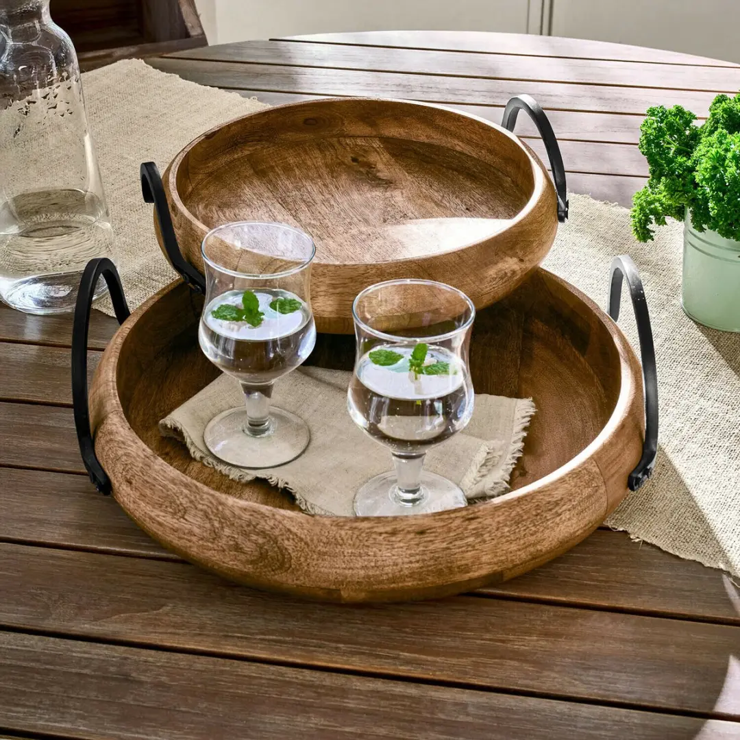 Loberon Arémont Dienbladset - 2 Stuks 36cm - Bruin/Zwart
