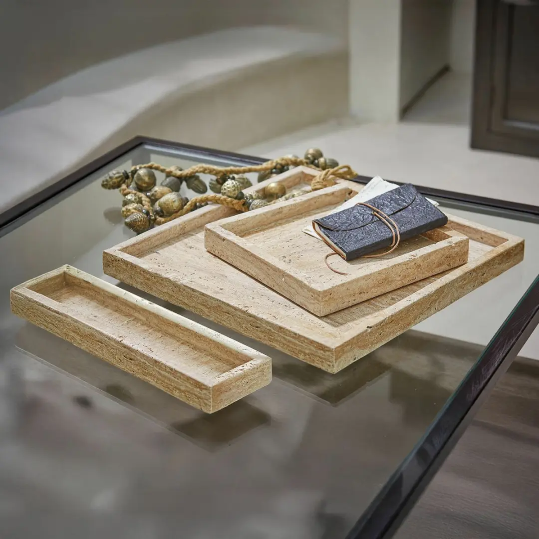 Loberon Tavone Dienblad Set - 3 Stuks Beige