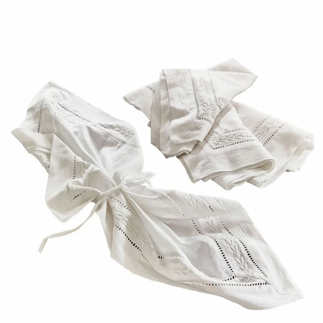 Loberon Ellingford Servet Set - 4 Stuks Wit