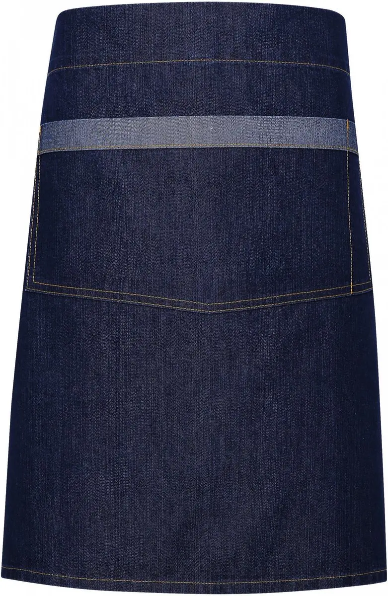 Schort/Tuniek/Werkblouse Unisex One Size Premier Indigo Denim 70% Katoen, 30% Po
