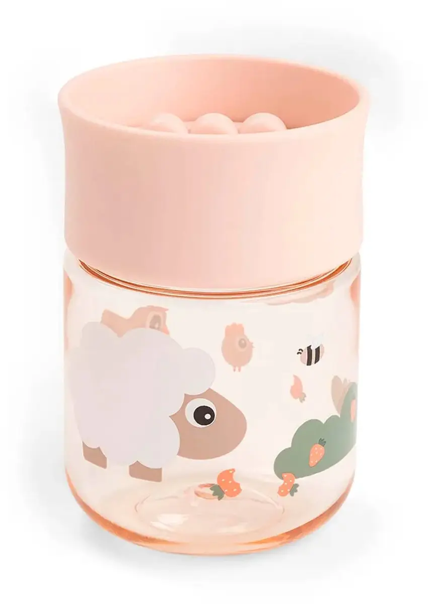 Done By Deer 360° Oefenbeker Tiny Farm - Roze - afbeelding 6 van 6