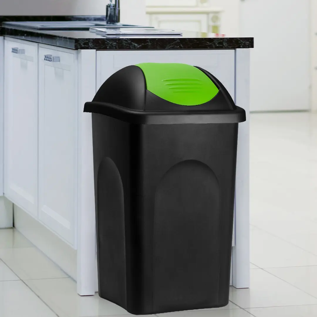 Deuba Vuilnisbak 60L - Zwart Groen
