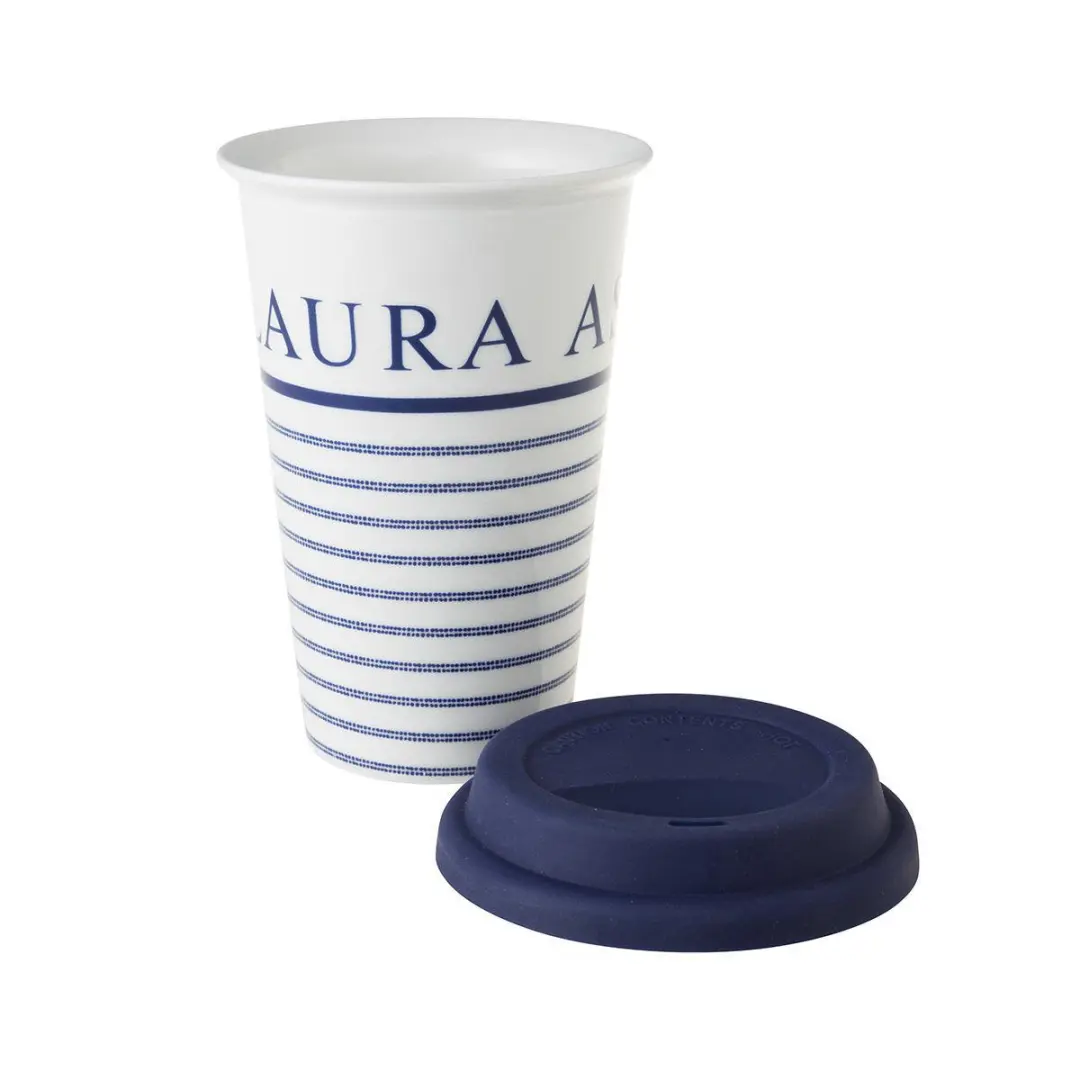 Laura Ashley Blueprint Coffee 2 Go Beker 330ml - Wit met blauw