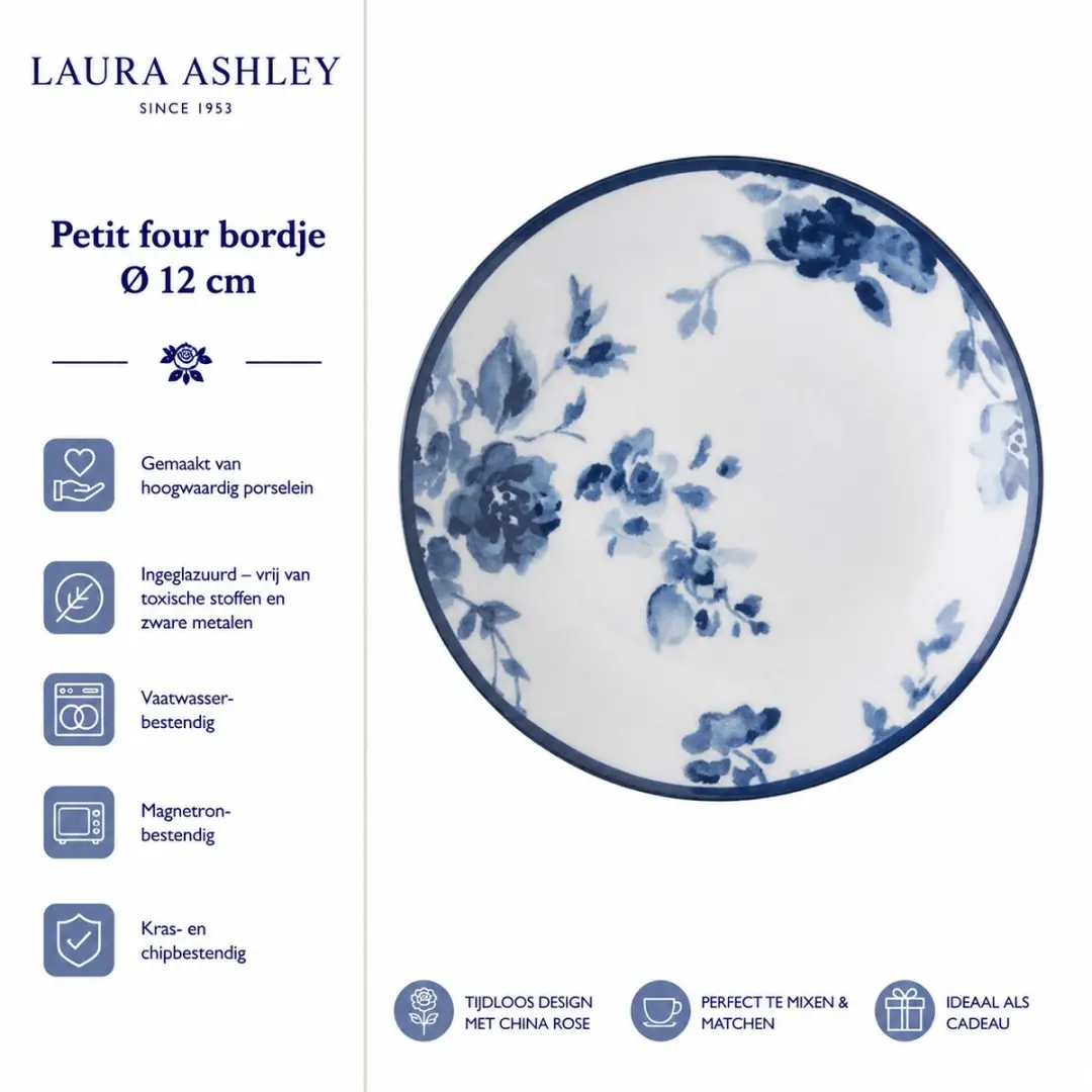 Laura Ashley Blueprint Petit Four Bord - Ø12cm - China Rose