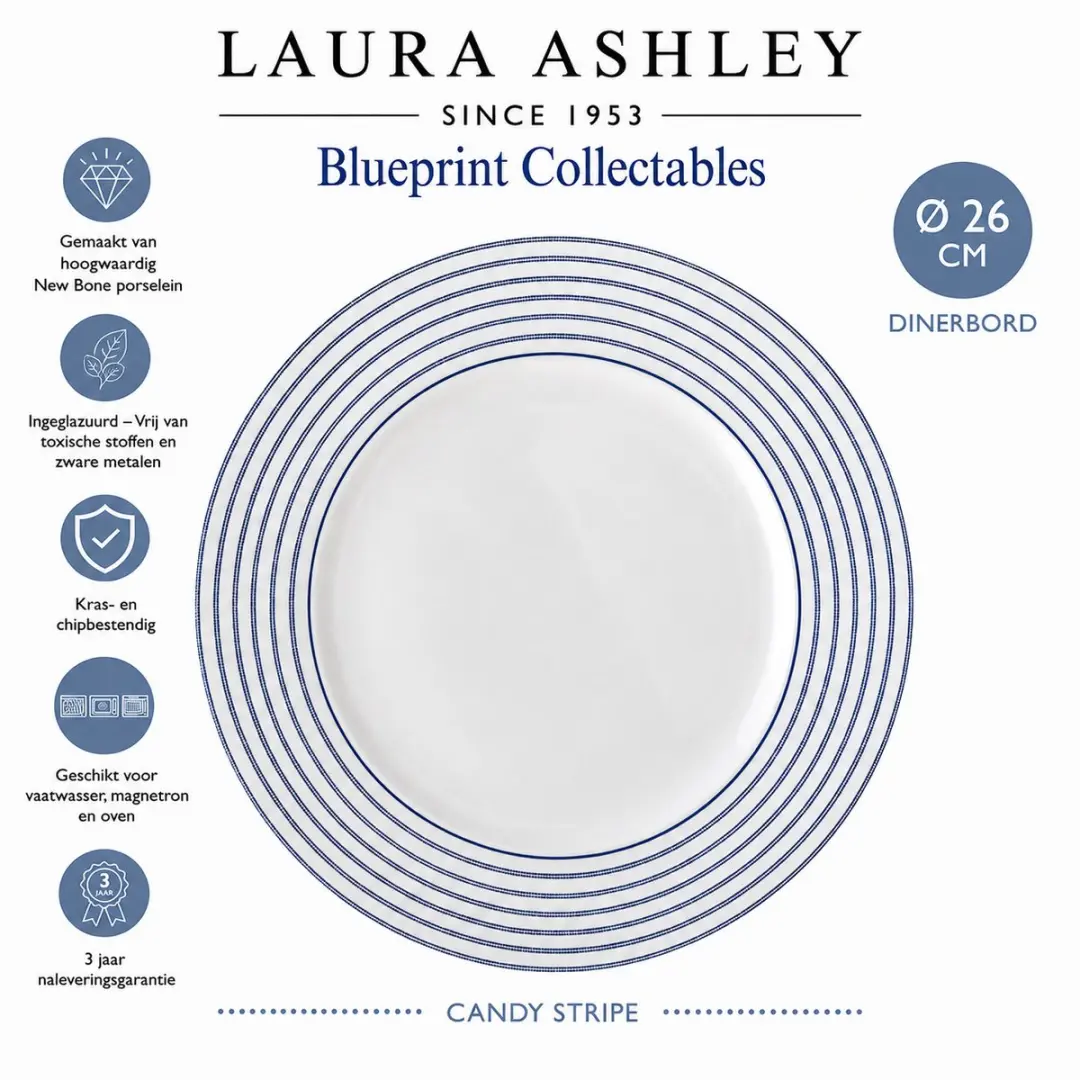 Laura Ashley Blueprint Collectables Borden Ø26cm - Candy Stripe