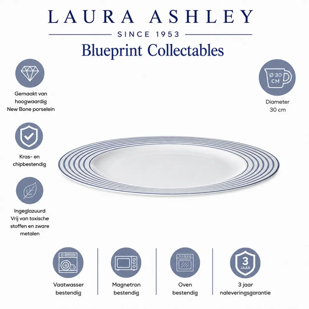 Laura Ashley Blueprint Collectables Borden Ø30cm - Candy Stripe - afbeelding 6 van 6