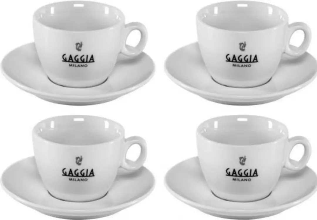 Gaggia RI9708/01 Porseleinen Cappuccinokopjes - 4 Stuks - Glanzend wit