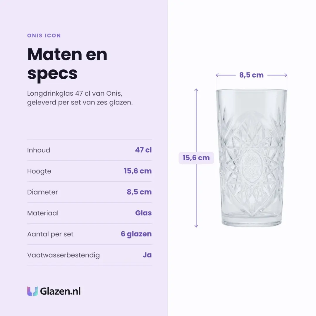 Onis Icon Longdrinkglas 47cl - 6 Stuks