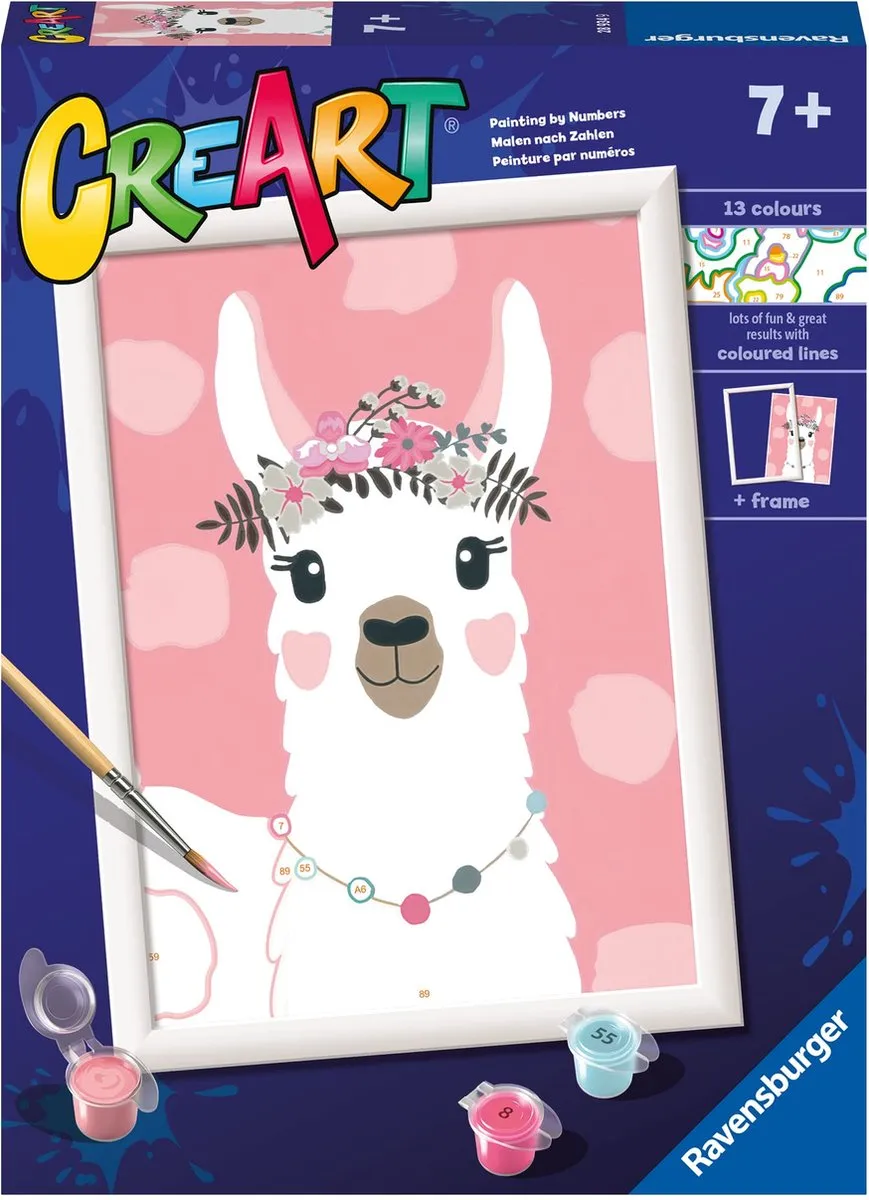 Ravensburger CreArt No Drama Llama Kleuren op nummer - Roze/Wit