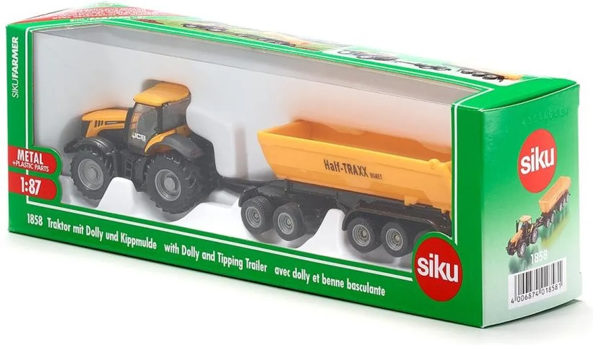 SIKU 1858 JCB Tractor met kiepwagen - 1:87 - Geel