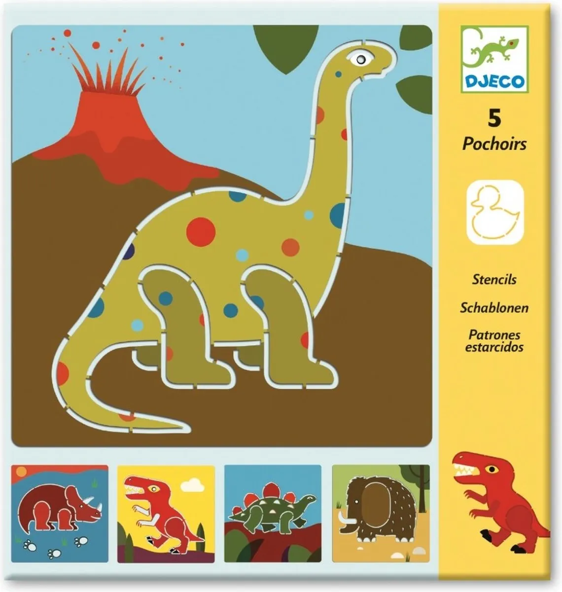 Djeco Sjablonenset Dino - 5 Stuks