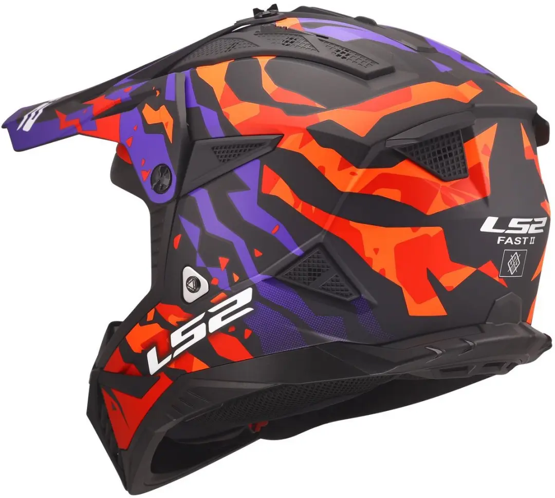 LS2 Fast II Grotesk MX708 Helm - Paars/ Oranje - 3XL