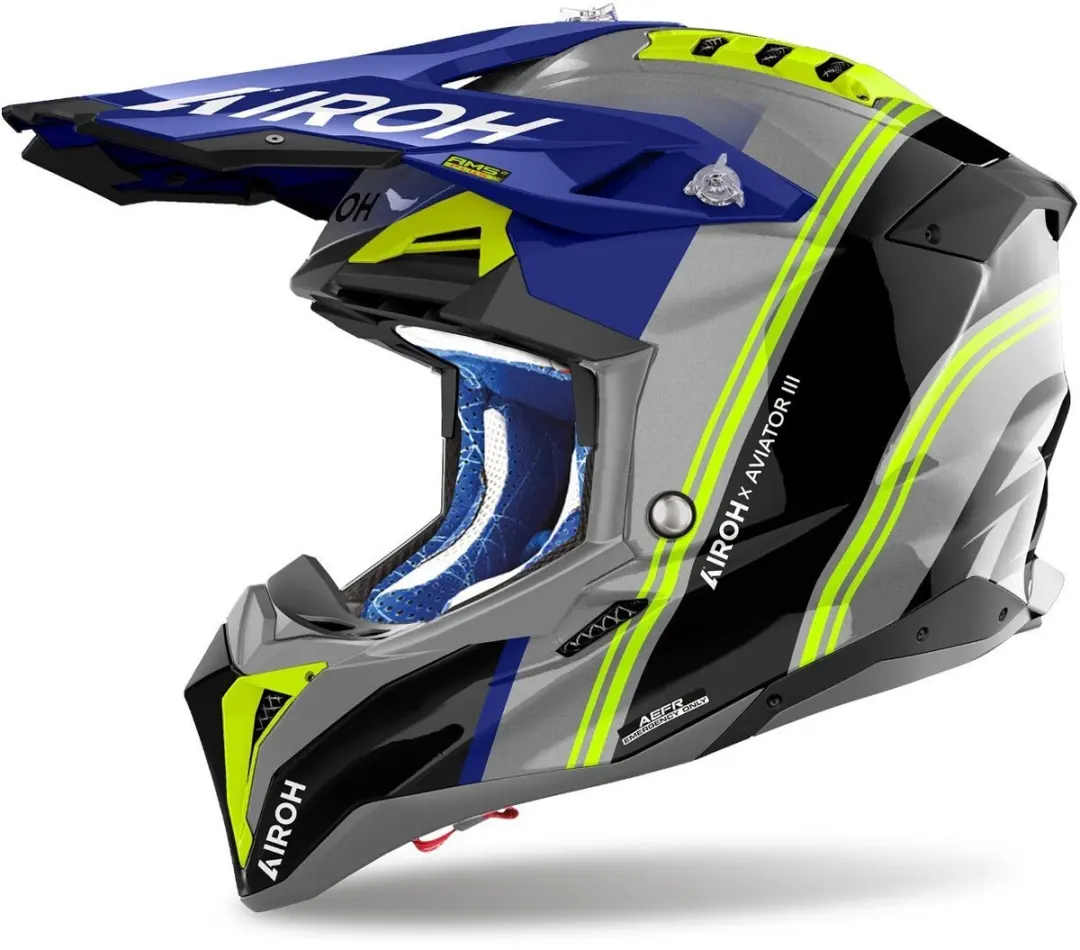 Airoh Aviator 3 Hima Blauw Geel Crosshelm