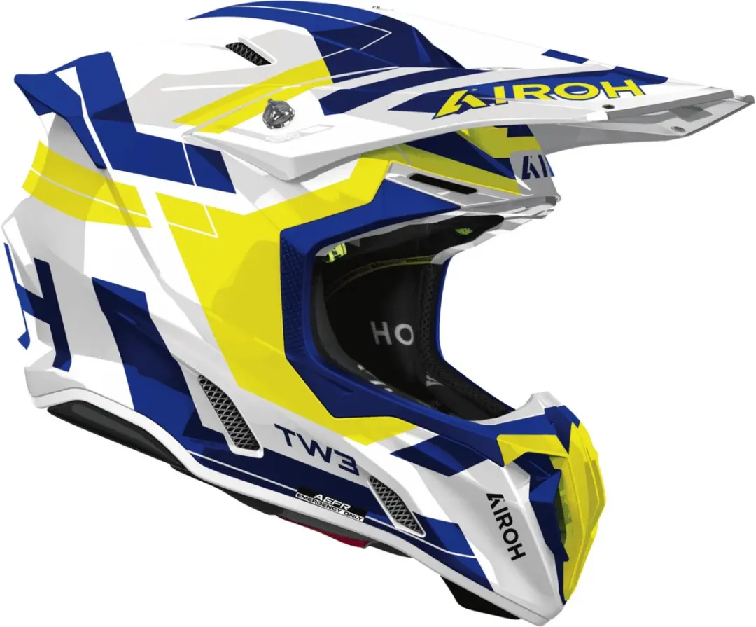 Airoh Twist 3 Dynasty Motocrosshelm XS - Wit/Blauw/Geel