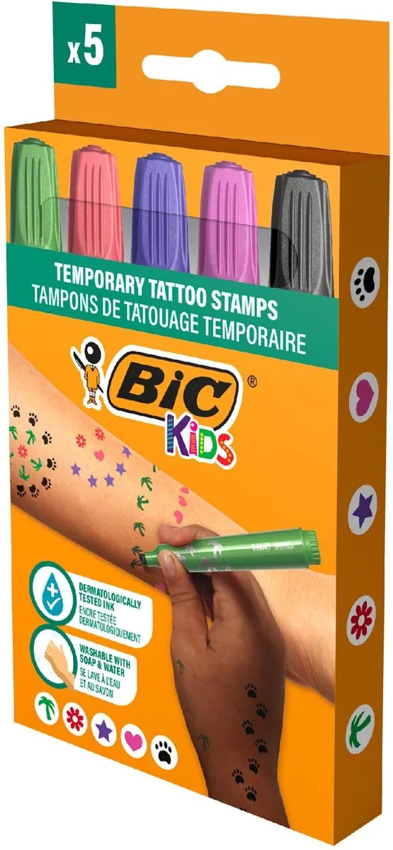 Bic Kids Neptattoo Stempelstiften - 5 Stuks - Assorti