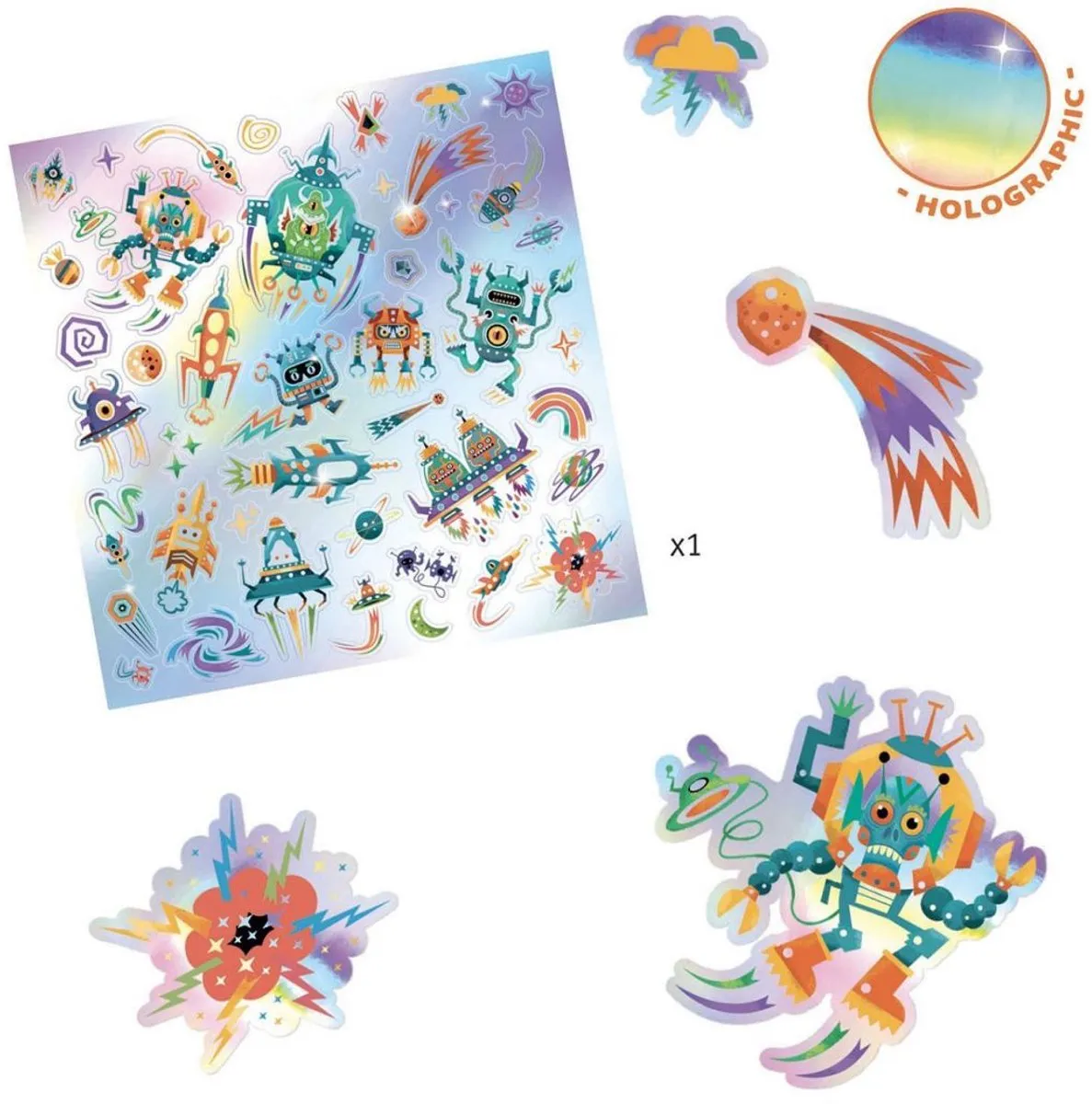 Djeco Blinkende Stickers Ruimte - 30 Stuks - Multicolor