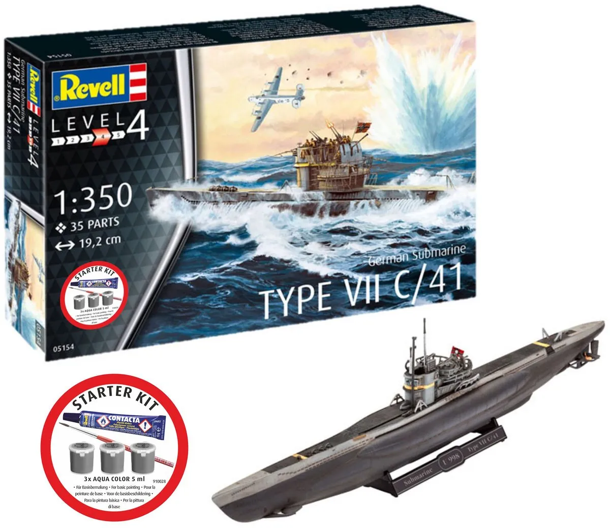 Revell 75154 Duitse Onderzeeër Type VII C/41 Modelbouwpakket