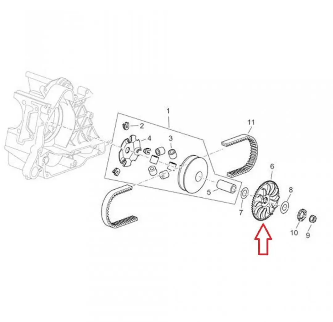 Joue fixe variateur origine pour Scooter Aprilia 125 Atlantic Eu3 2006 à 2008 N