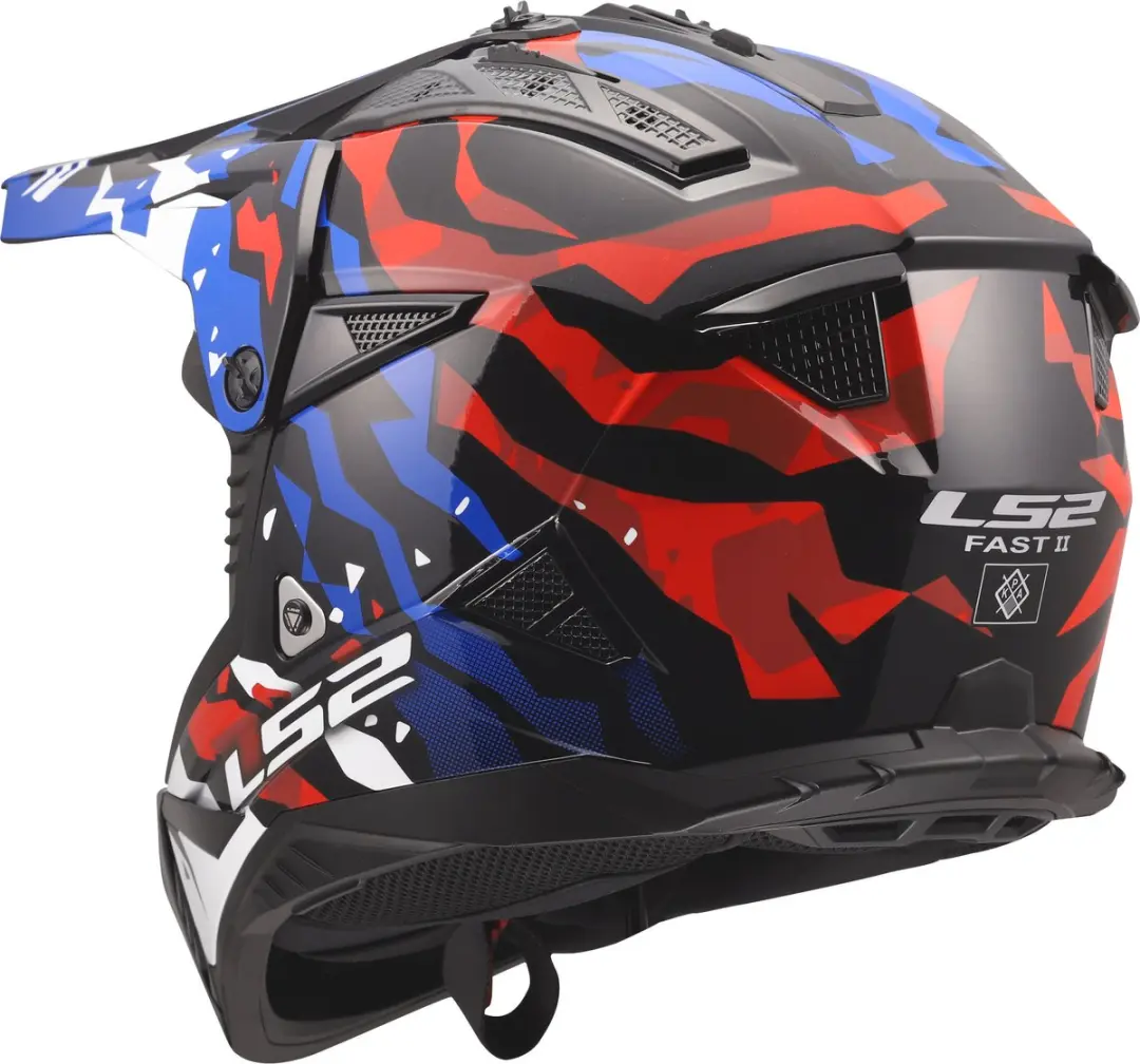 LS2 MX708 Fast II Motocrosshelm - S - Wit/Blauw/Rood