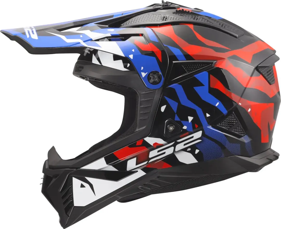 LS2 MX708 Fast II Motocrosshelm - S - Wit/Blauw/Rood