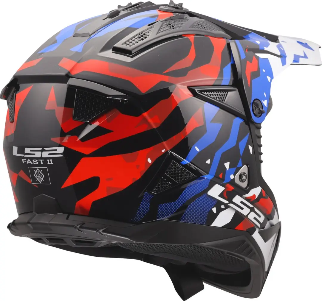 LS2 MX708 Fast II Motocrosshelm - S - Wit/Blauw/Rood