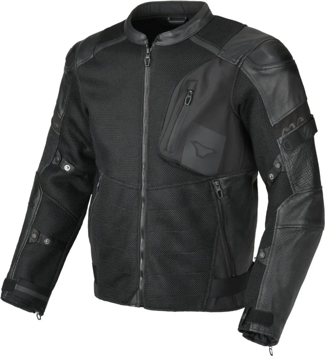 Macna Olsan Solid geperforeerd Motorfiets Leer/Textiel Jas -