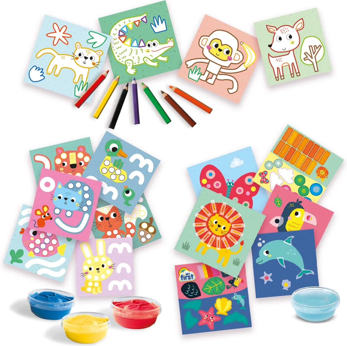 SES Creative My First 3-in-1 Knutselset - Vingerverf & Potloden - 3 Kleuren