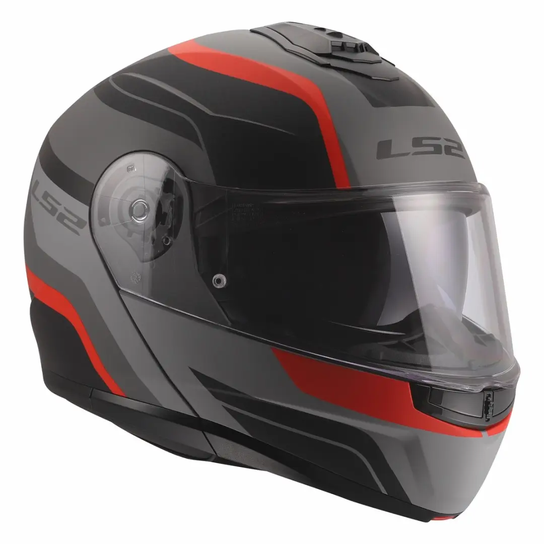 LS2 FF908 Monza Systeemhelm - XXL - Mat Zwart/Grijs/Rood