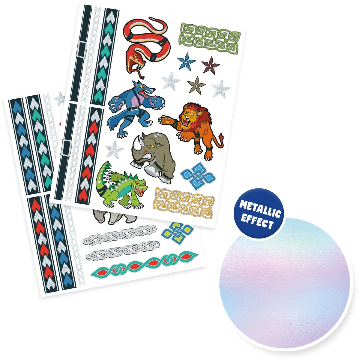 SES Creative Tattoos Dieren Strijders - 45 Stuks - Metallic