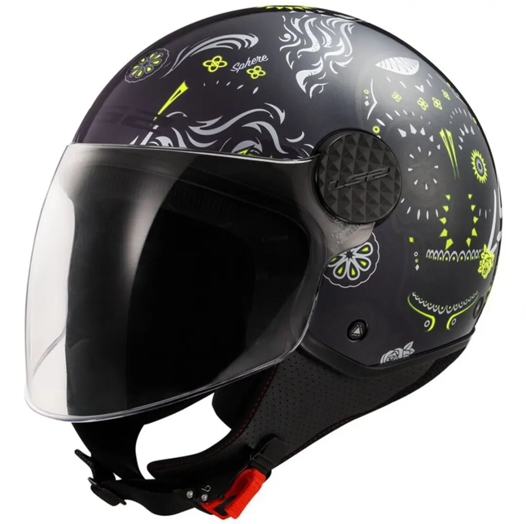 LS2 OF558 Sphere Lux II Maxca Zwart Fluo Geel Jethelm