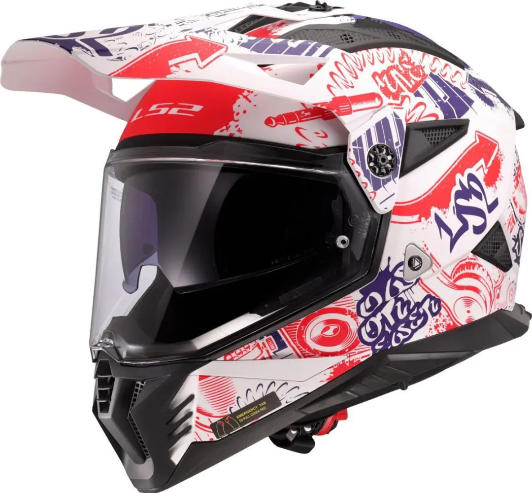 LS2 MX702 Pioneer II Fantasy Wit Rood Blauw 06 Adventure Motorhelm