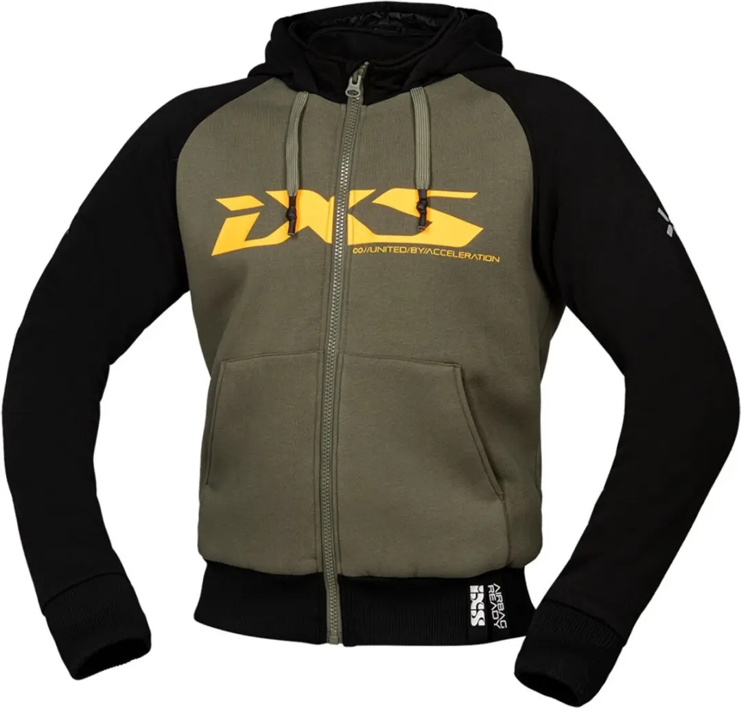 IXS Rapid 1.0 Groen Oranje Motor Zip Hoodie