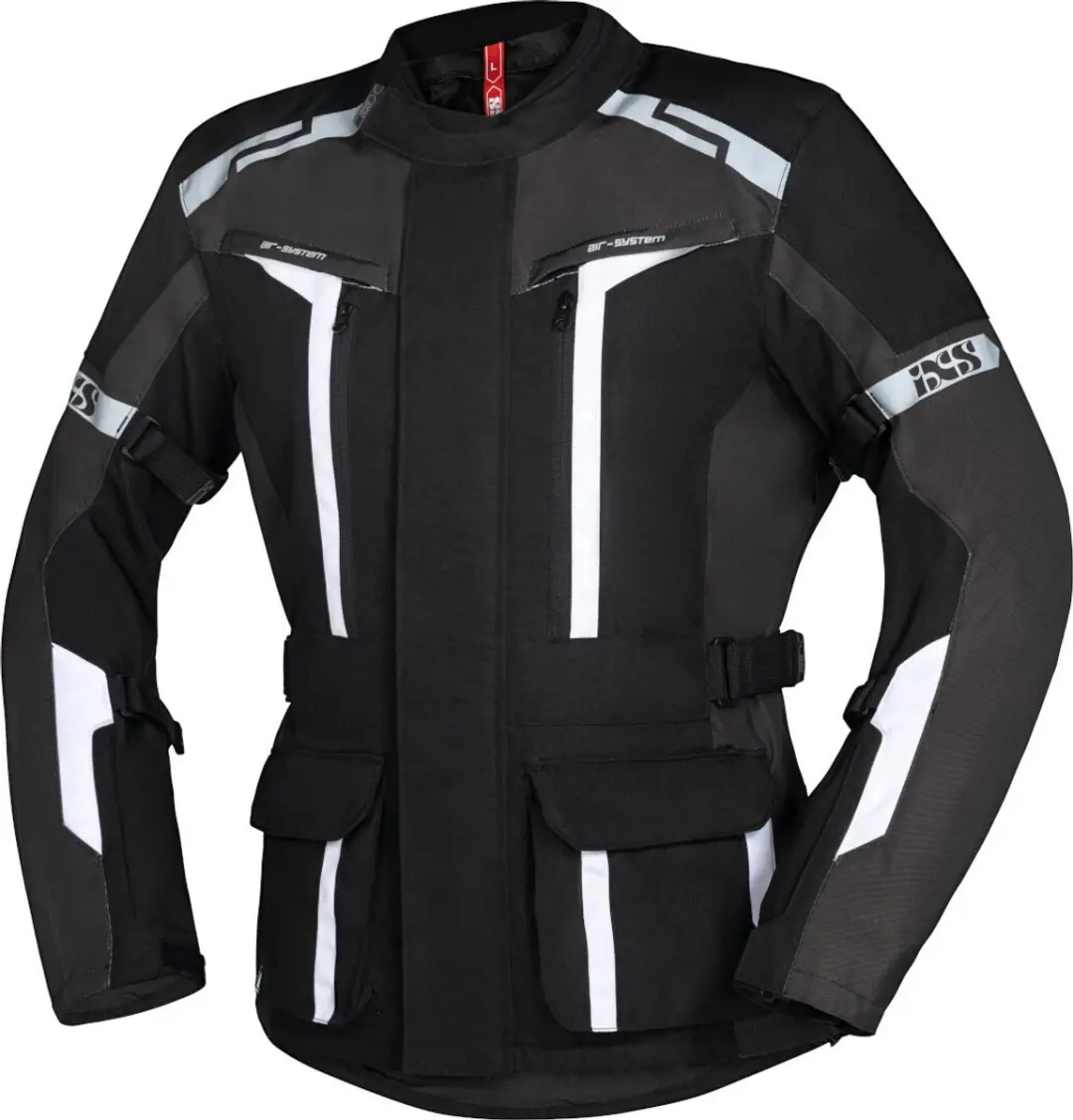 IXS Evans-ST 2.0 Waterdichte Touring Zwart Grijs Wit Textiele Motorjas