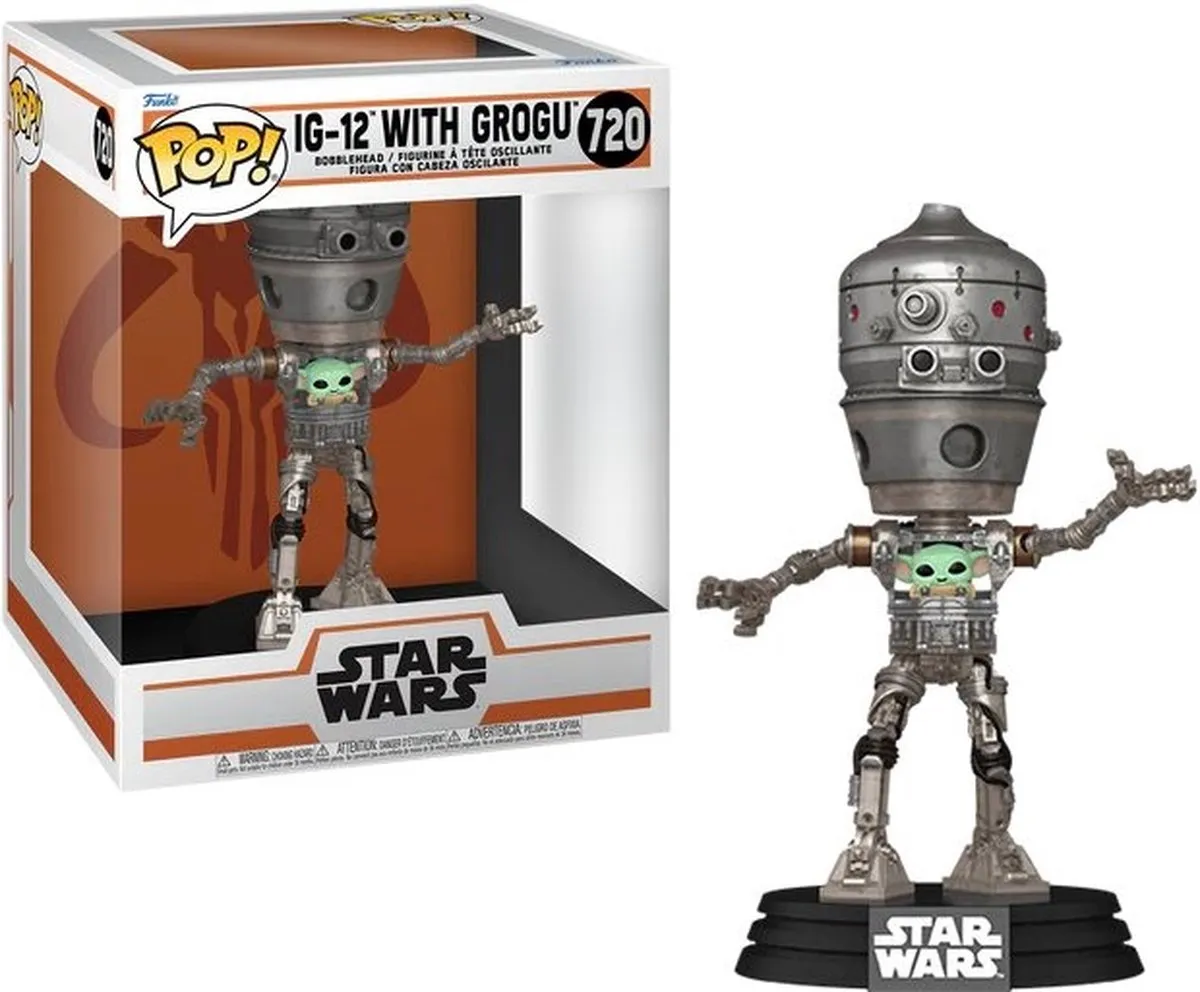 Funko Pop Deluxe Star Wars The Mandalorian IG-12 With Grogu #720 - Multi