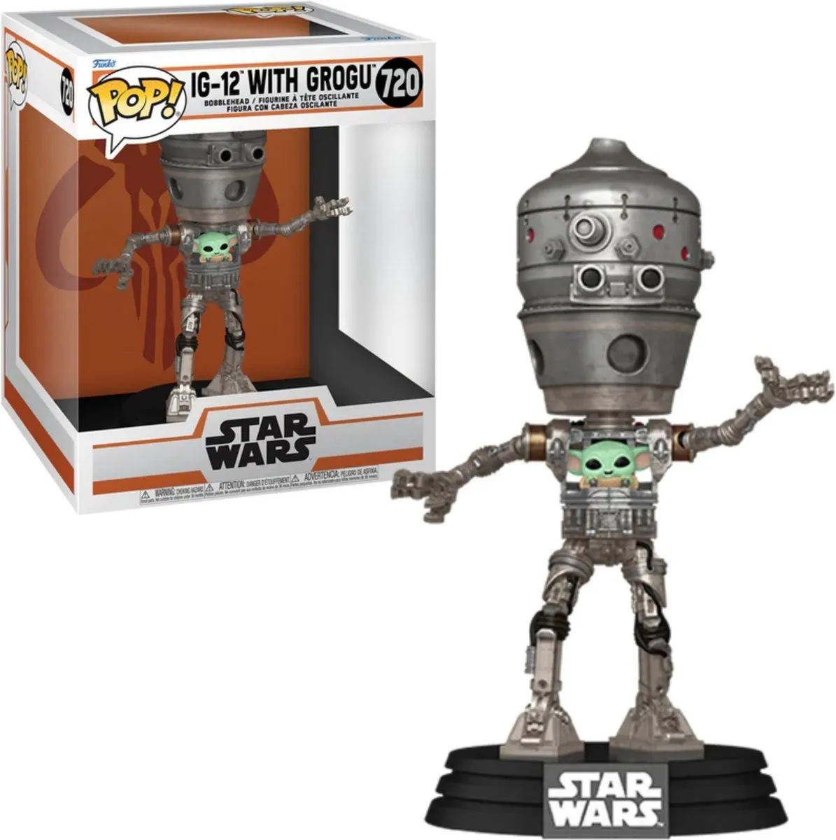 Funko Pop Deluxe Star Wars The Mandalorian IG-12 With Grogu #720 - Multi