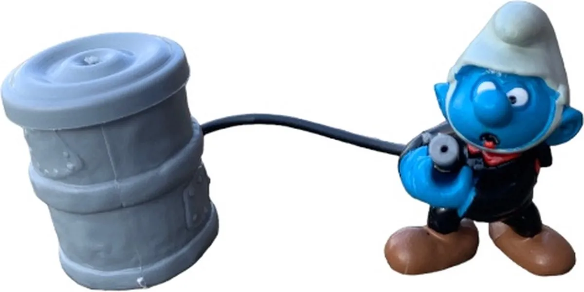 Schleich Brandweersmurf met blusvat 6cm