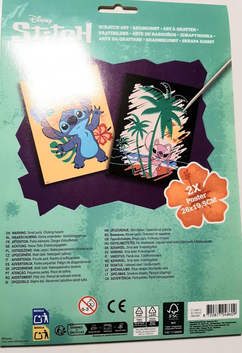 Disney Lilo & Stitch Krasposters 26x19,5cm - 2 Stuks - Mint Groen Oranje