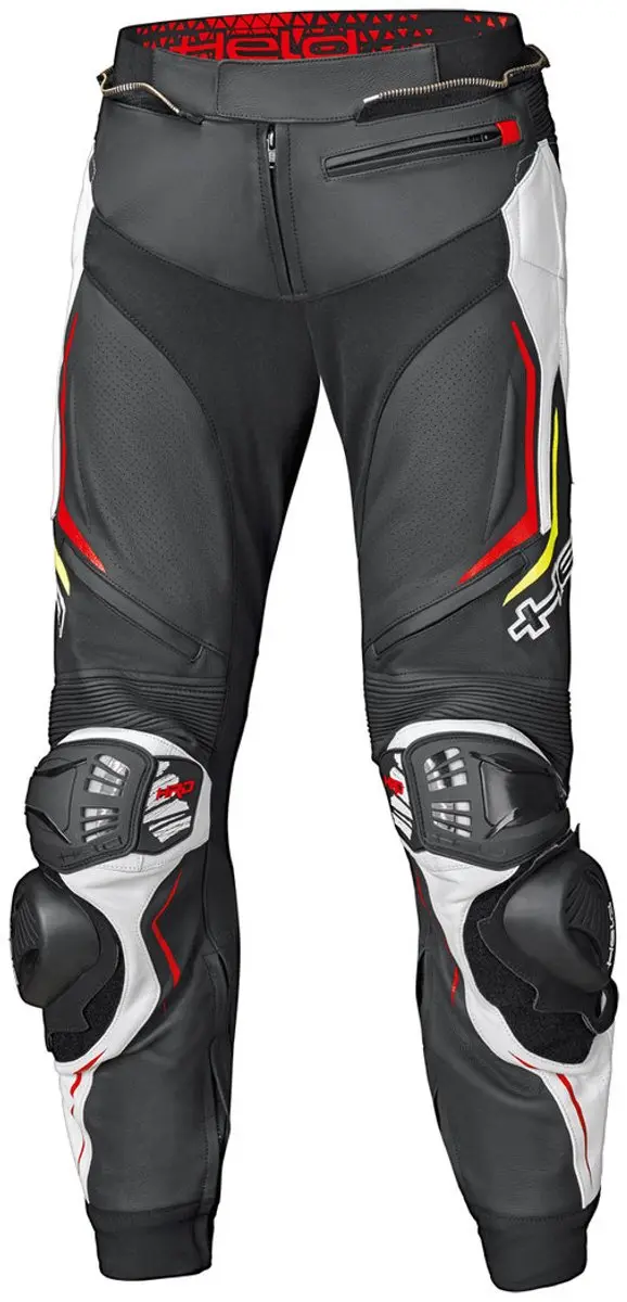 Held Grind II Zwart Wit Rood Leren Motorbroek