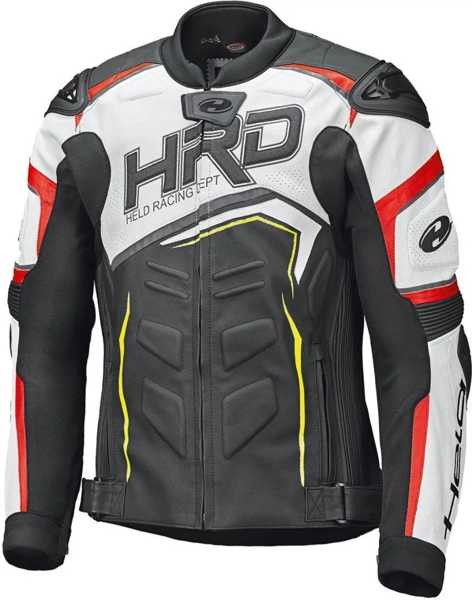 Held Safer II Zwart Wit Rood Leren Motorjas