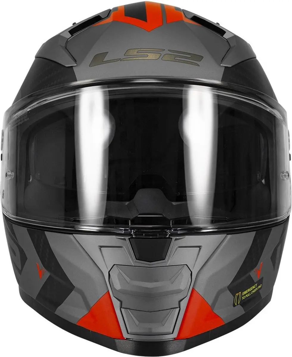 LS2 FF811 Vector II Splitter Mat Helm - XL - Titanium Rood