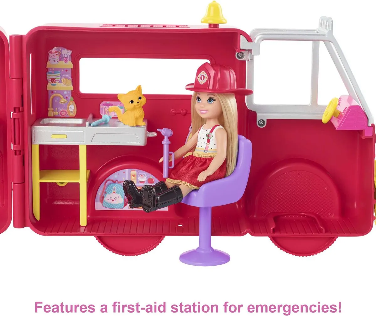 Barbie Chelsea Brandweerwagen HCK73