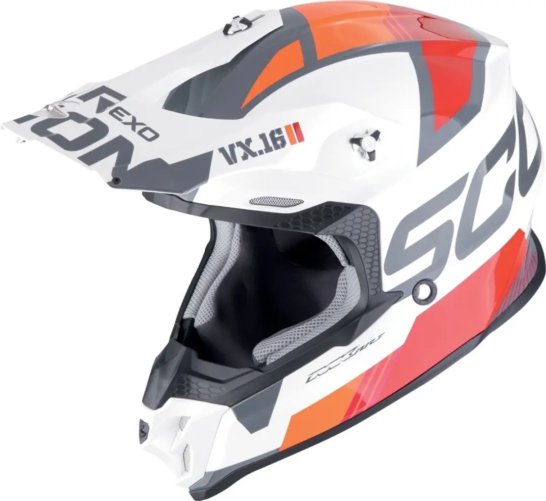 Scorpion VX-16 Evo Air Analog Wit Rood Oranje Crosshelm