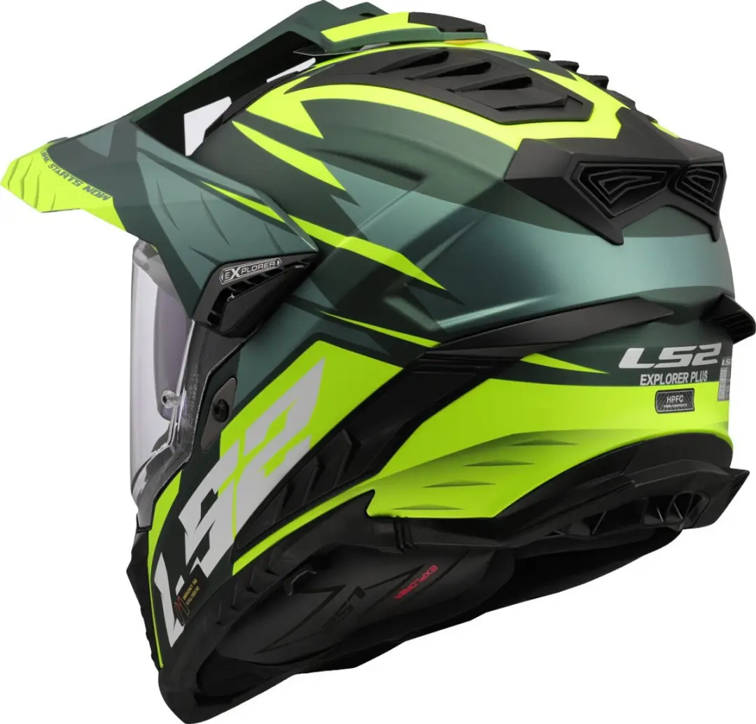 LS2 MX701 Explorer Spire Adventure Motorhelm - Maat L - Groen/H-Vis Geel