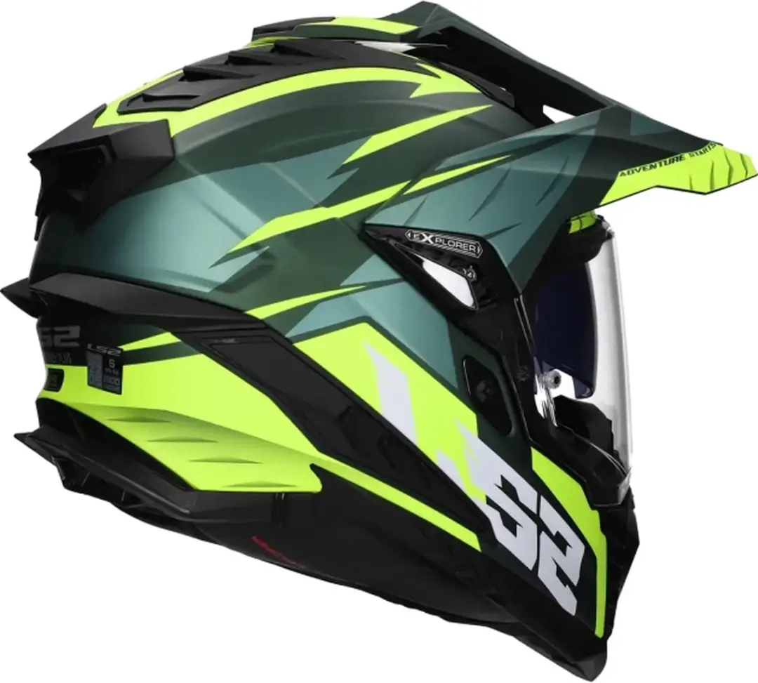 LS2 MX701 Explorer Spire Adventure Motorhelm - Maat L - Groen/H-Vis Geel